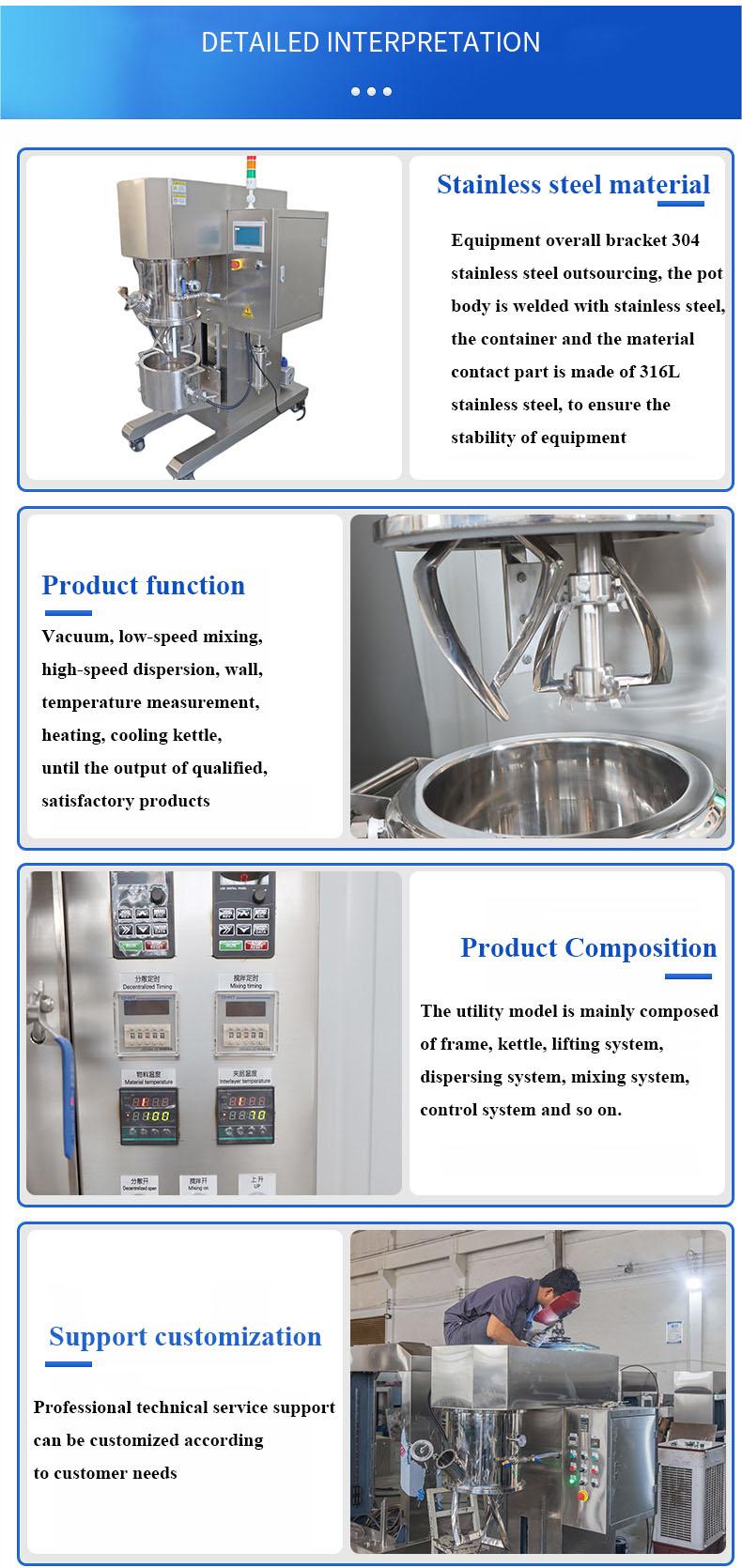 Detalles del mezclador planetario de vac&iacute;o