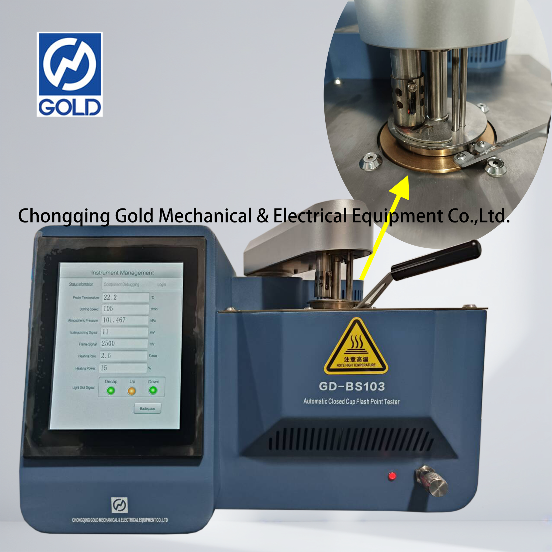 Probador automático del punto de inflamación de copa cerrada ASTM D93